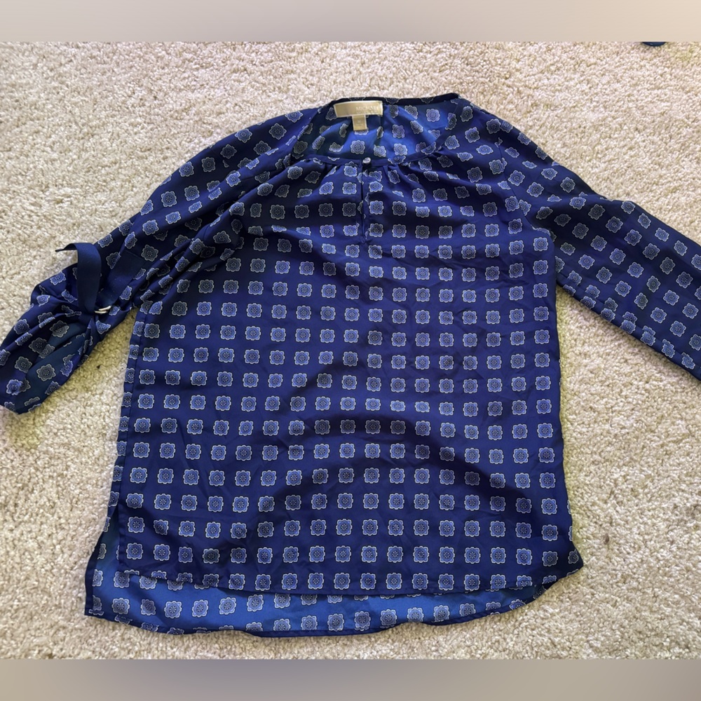 MICHAEL Michael Kors Royal Blue Geometric Top